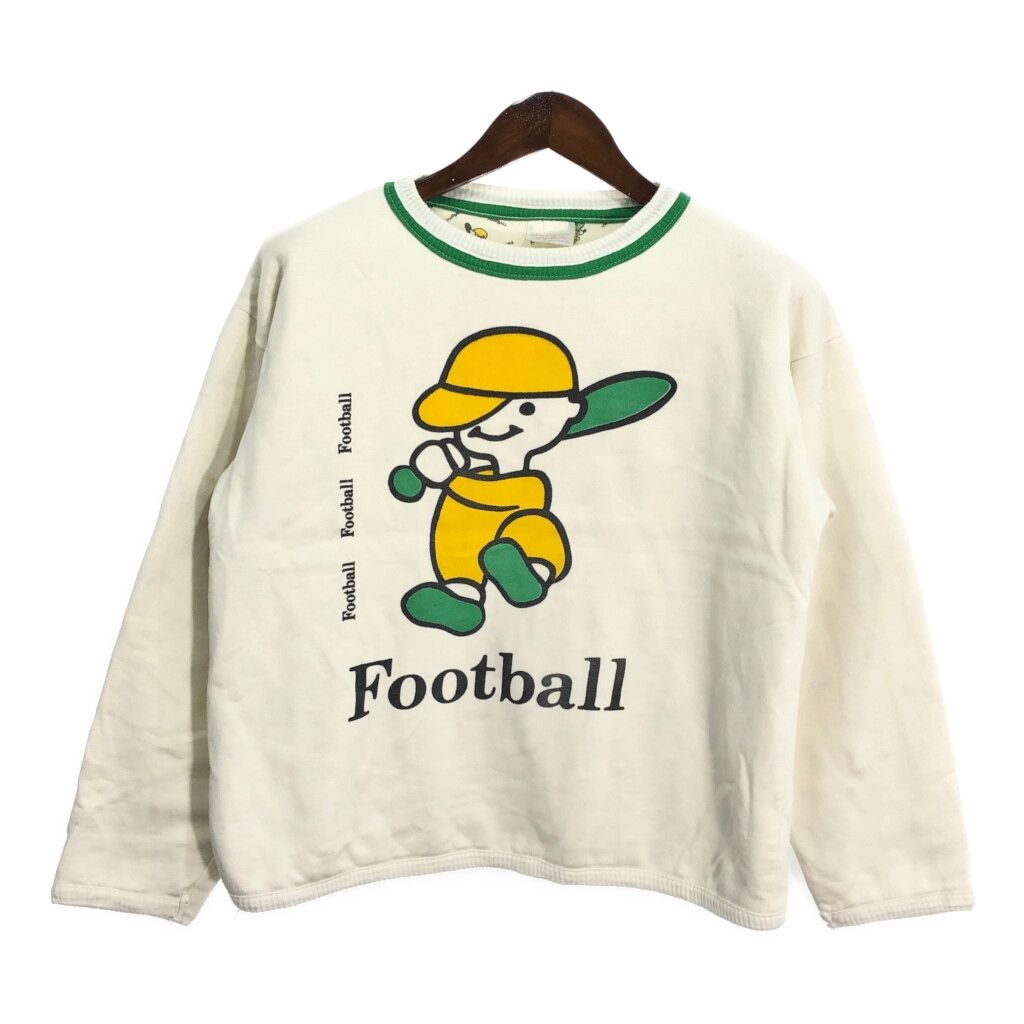 80年代 papillon スウェット ラインリブ ホワイト (メンズ M相当) 中古 古着 R2353