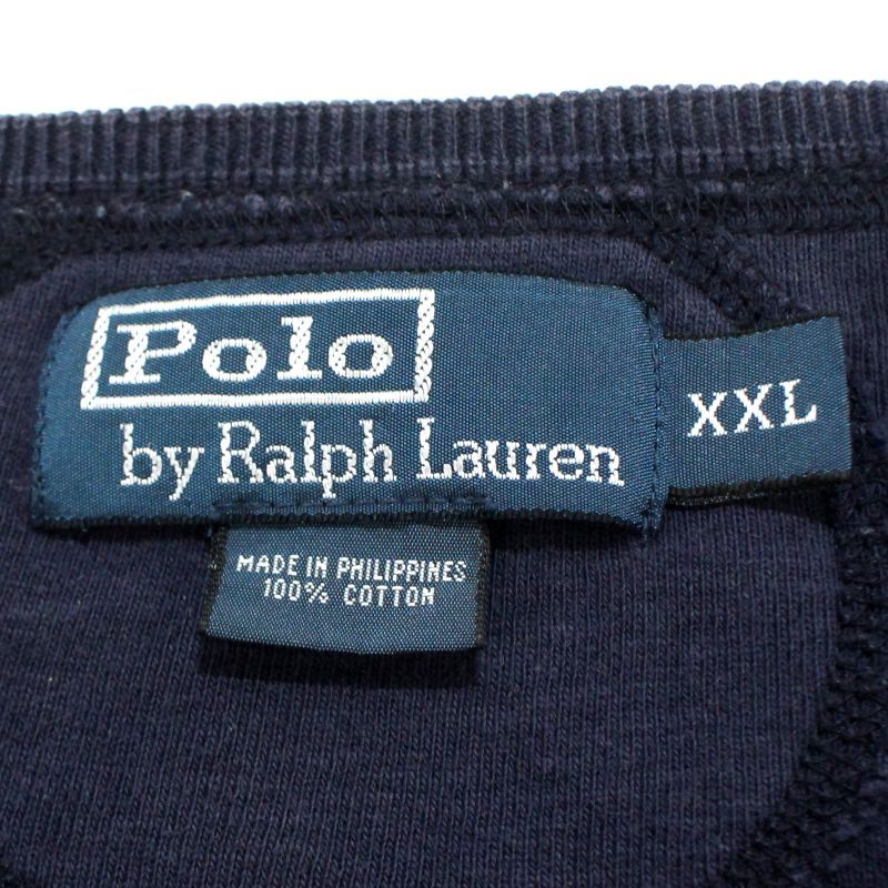Polo Ralph Lauren ヘンリーネック 長袖 Tシャツ ブラック 00s RALPH LAUREN ヘンリーネック 長袖Tシャツ メンズ 表記XXL