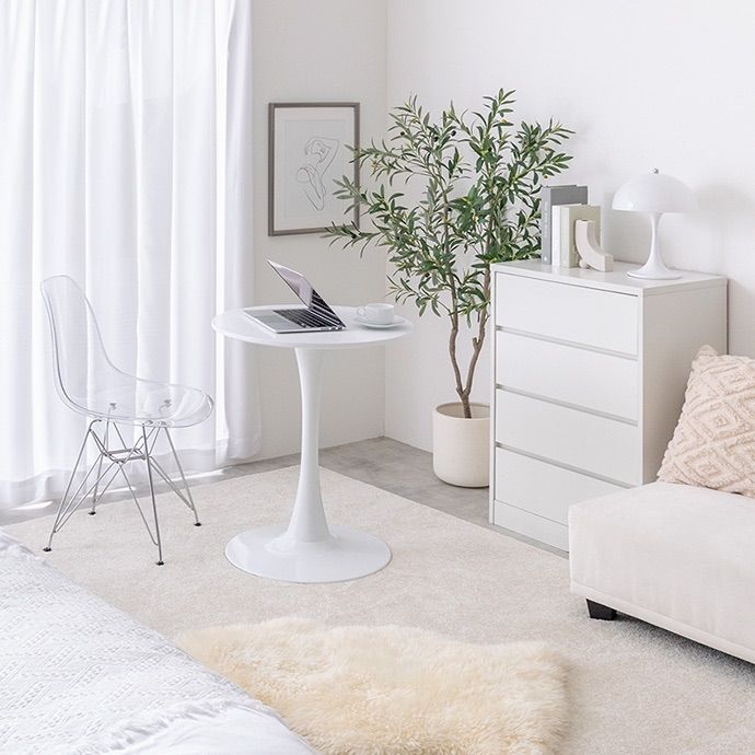 【2点セット】Tina 幅60cm カフェテーブル+イームズクリアチェア g116022]【2点セット】Tina 幅60cm カフェテーブル+クリアチェア