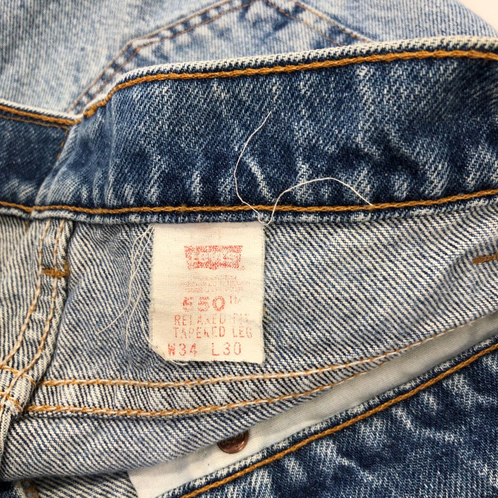 90年代 Levi's リーバイス 550 リラックスフィット テーパード デニムパンツ オレンジタブ ブルー (メンズ 34/30) 中古 古着  P6093