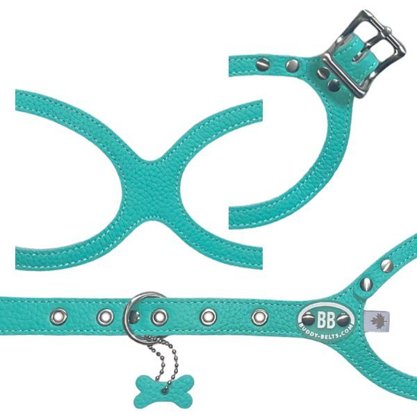 バディーベルト ハーネス 7号 ロビンズエッグブルー Robins Egg Blue Tiffurny 小型犬 ペット レザー 本革 BUDDYBELT バディベルト 犬用 胴輪 リングハーネス バディーベルト正規輸入店 犬の首や気管に優しい究極のハーネス