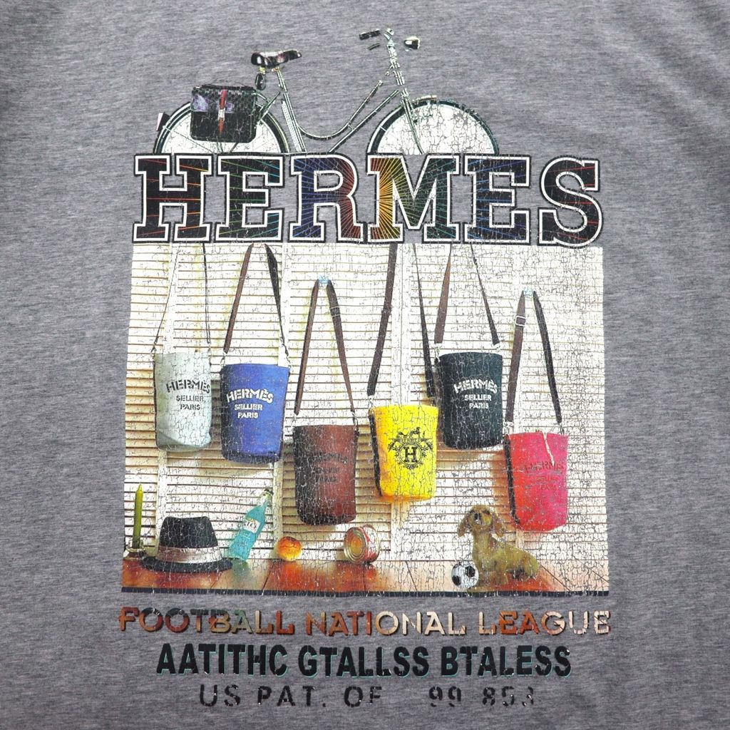 HERMES アルファベットプリント Tシャツ Lサイズ HERMES イタリア製 フォトグラフィック プリント Tシャツ XL