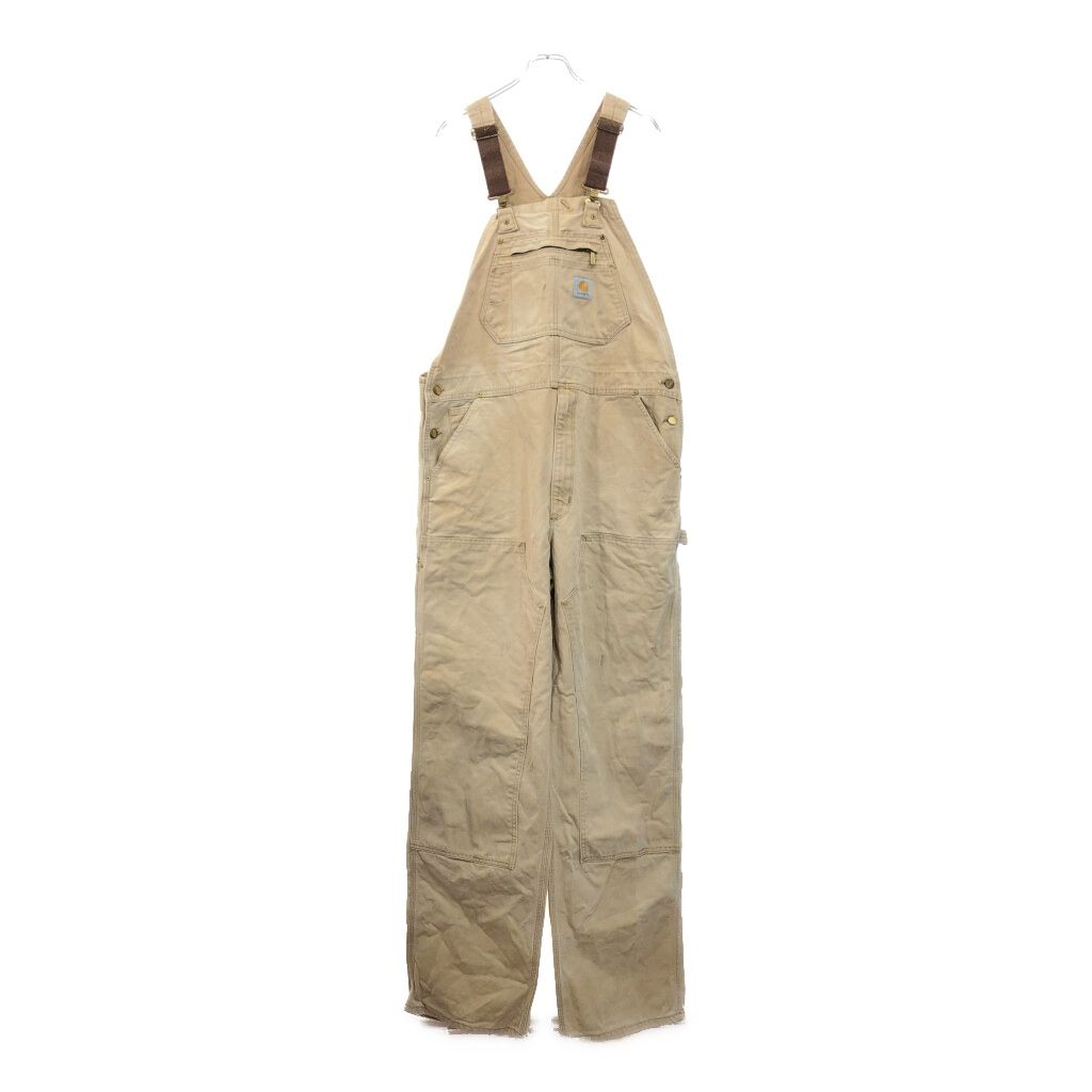 90年代 Carhartt カーハート ダック ダブルニー ビブオーバーオール ライトブラウン メンズ W38 L36 古着 V3936