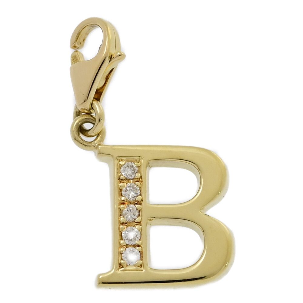 0.15ct|イニシャル チャーム Bモチーフ アルファベット ダイヤモンド ペンダントトップ|K18YG-2.1g|イエローゴールド|記念日 N メンズ レディース 581140