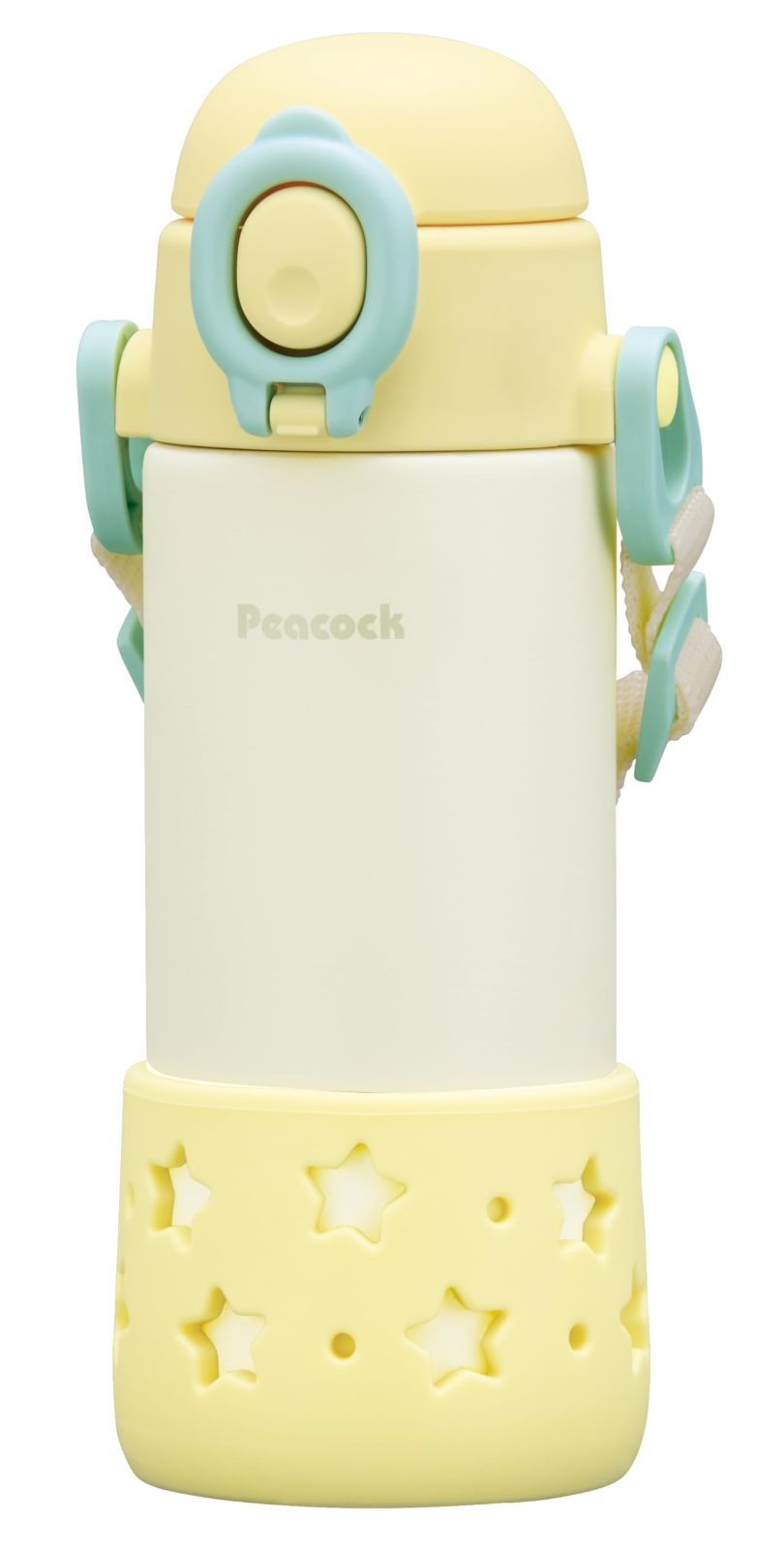 Color スターイエロー_Size 410 ml_Style ショルダーベルト付き ピーコック魔法瓶工業 The-peacock ピーコック 水筒 ベビー 400ml 保冷 ストロー ワンタッチ ストローマグ 食洗機対応 ベルト付き ベビーボトル スターイ