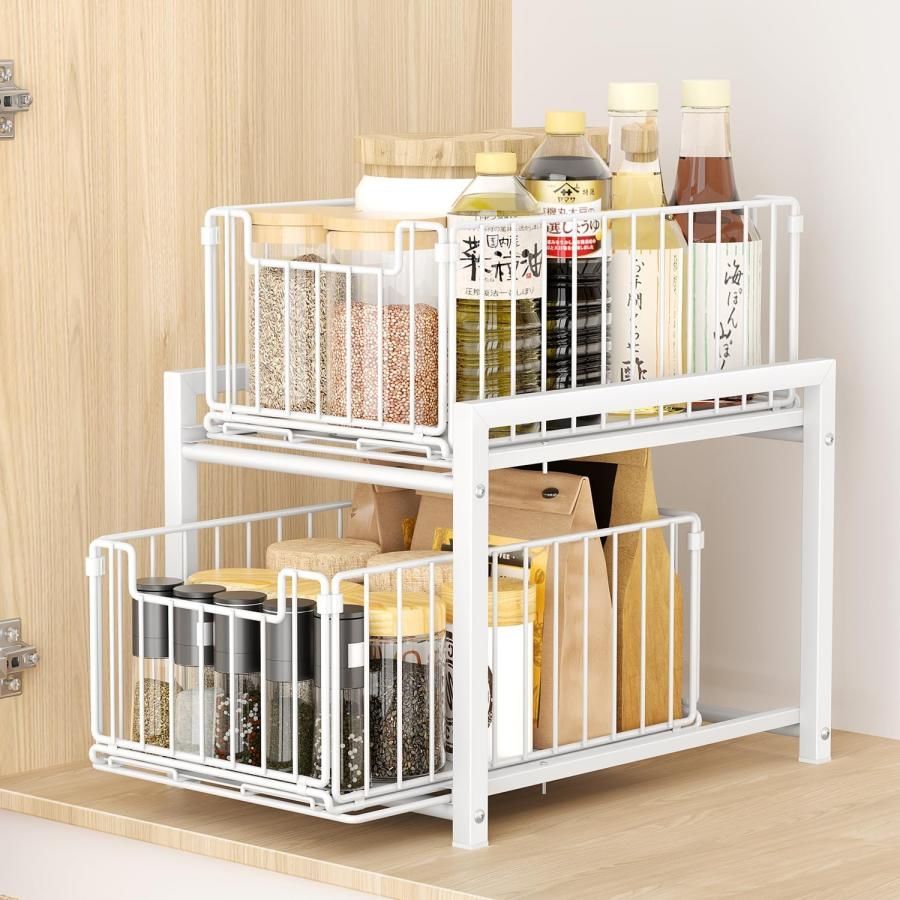 シンク下ラック 収納 スライド 幅27×奥行37×高さ38.5cm 大 2段シンク下