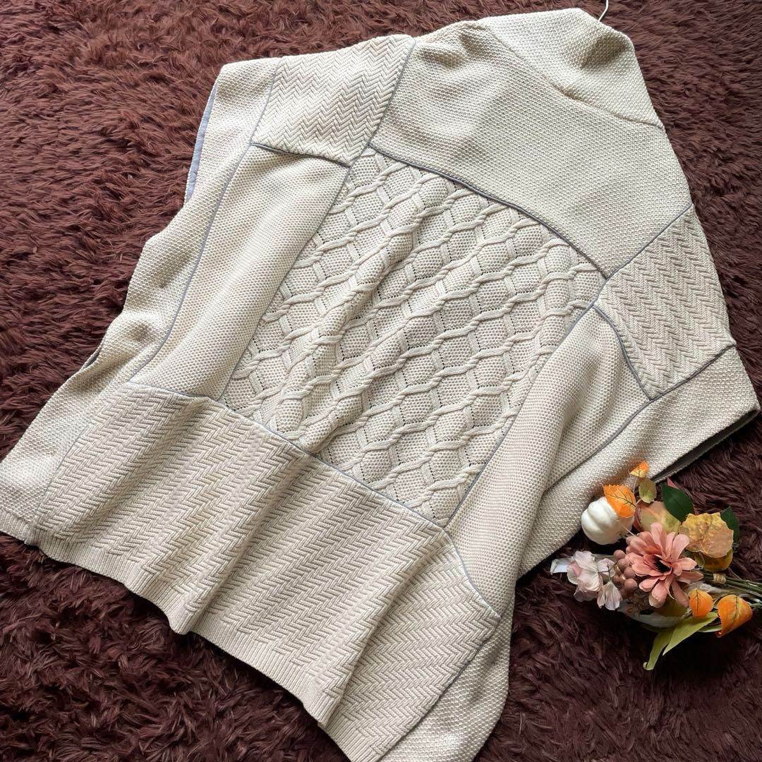 KENZO ケンゾー ケーブルニットポンチョ ロゴボタン オーバーサイズ 羽織 カーディガン