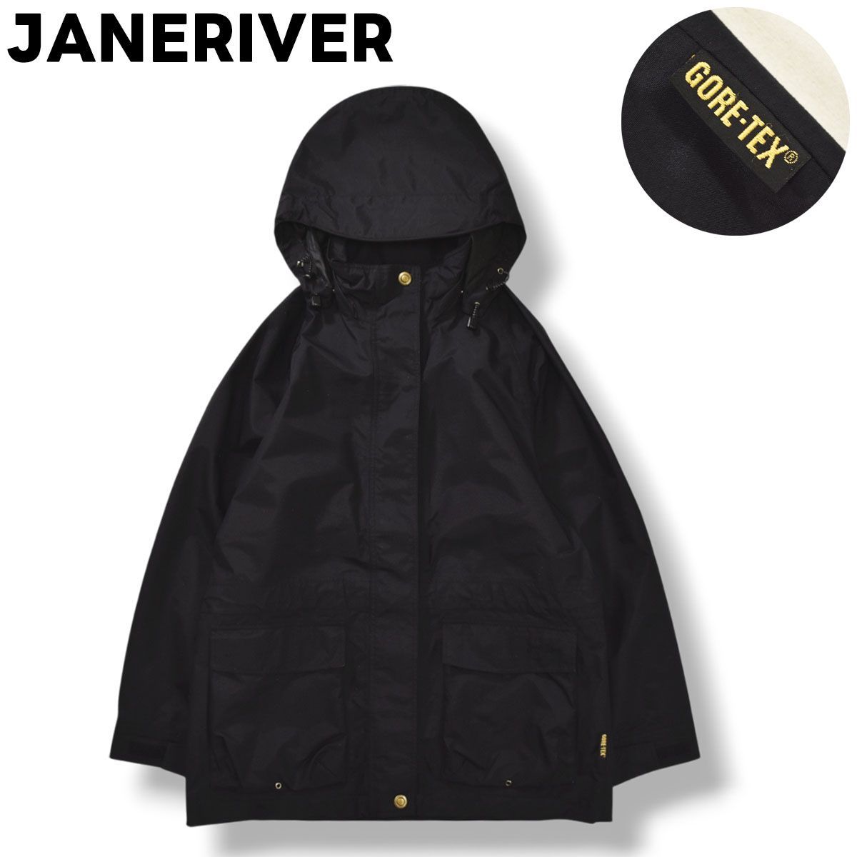 ジェーンリバー JANERIVER ゴアテックス GORE－TEX マウンテン パーカー ナイロン ジャケット ジャンパー ウィンドブレーカー 裏地 メッシュ M ブラック x チェック柄 マルチ アウトドア カジュアル レディース ♪