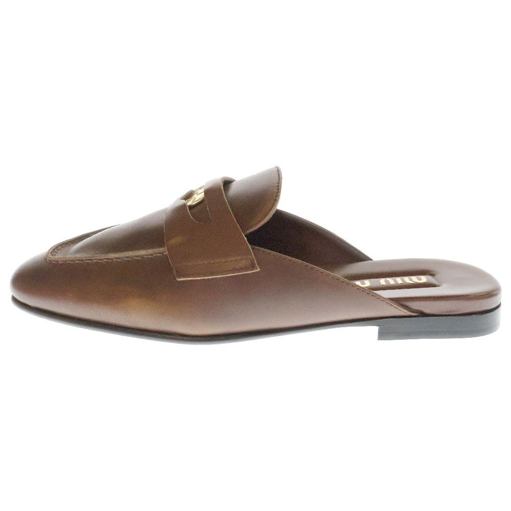 miumiu ミュウミュウ Sienna Bleached Leather Loafers シエナ ブラッシュド レザーローファー ブラウン 5D326E レディース