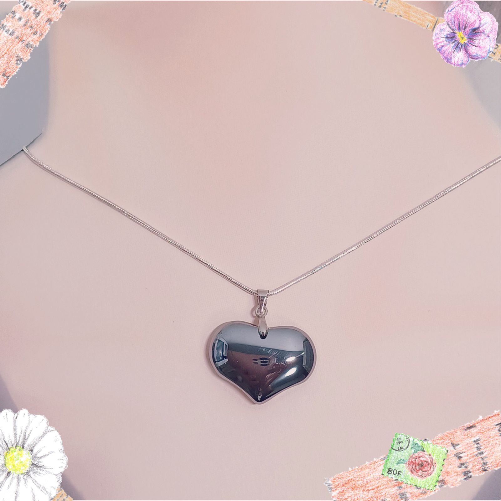 テラヘルツ ハート型 ペンダント ネックレス ☆silver 925コーティング 