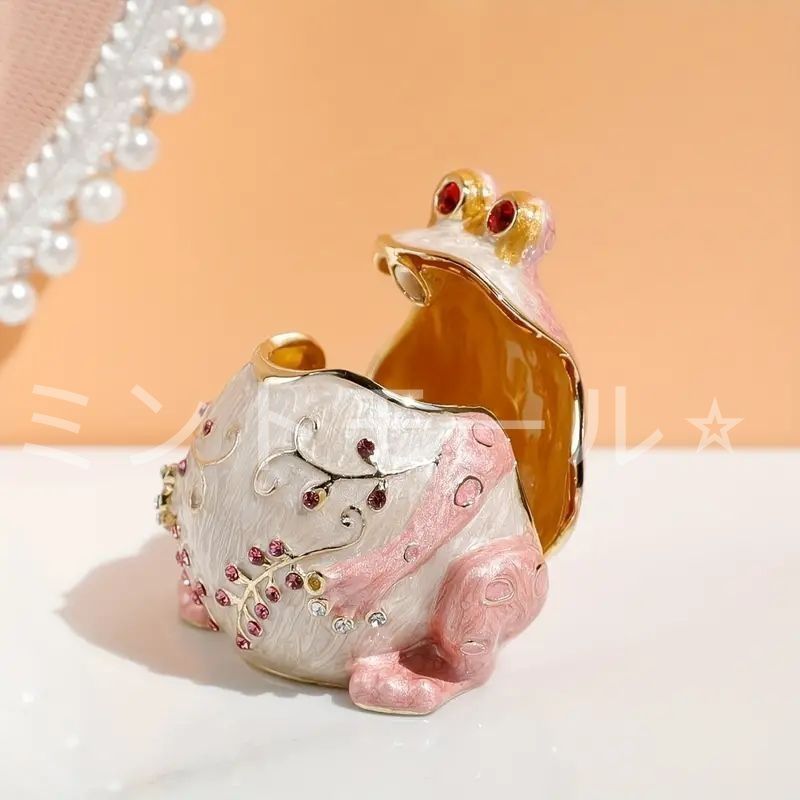 リモージュカエルの王子様小物入れ 新品 ヴィンテージスタイル手描きエナメルカエルジュエリーボックス