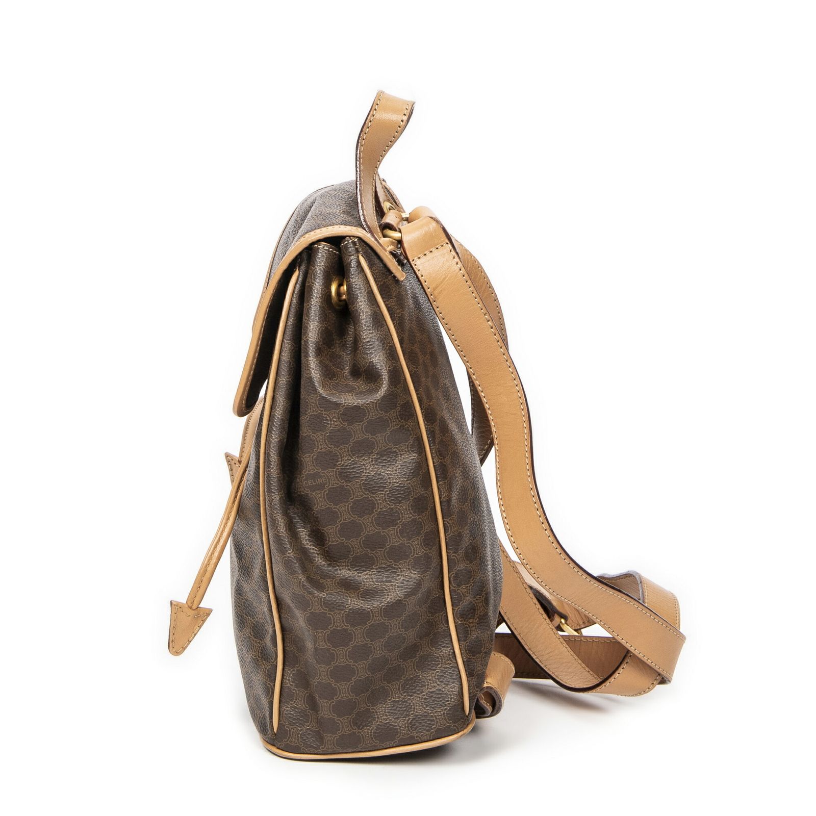 CELINE セリーヌスモール巾着フラップバックパックベージュ