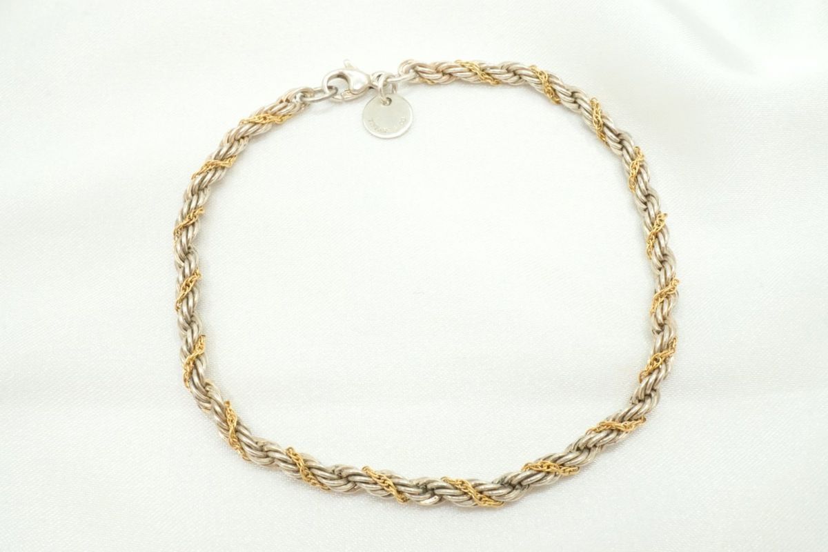 ティファニー ツイストロープ ブレスレット コンビ 750 K18YG SV925 銀 シルバー TIFFANY-Co. 3899j