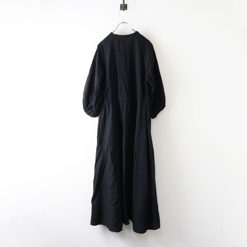 2025 SS 定価3.9万 アデュートリステス ADIEU リネン コットン ワンピース ｜ブラック バンド シャツ