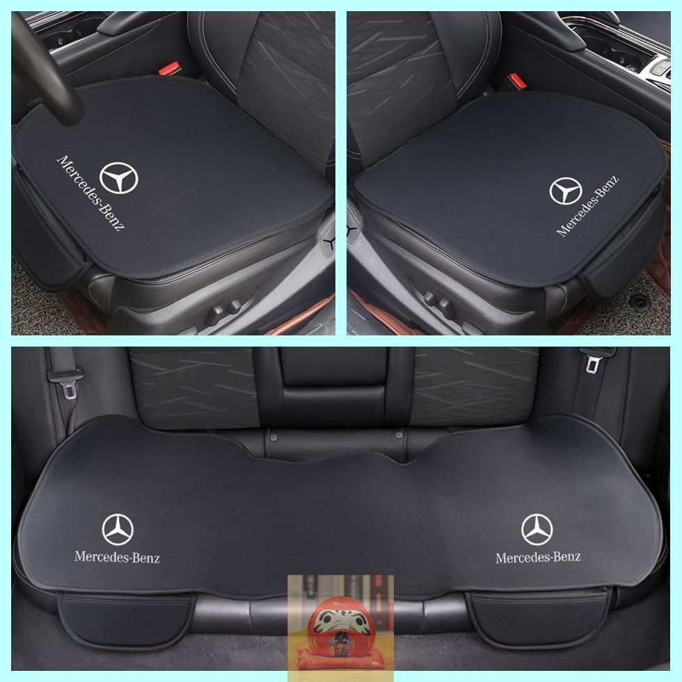 Mercedes-Benz レザー クッション ブラック Mercedes-Benz ベンツ 刺繍 座布団 カーシート 車クッション 革