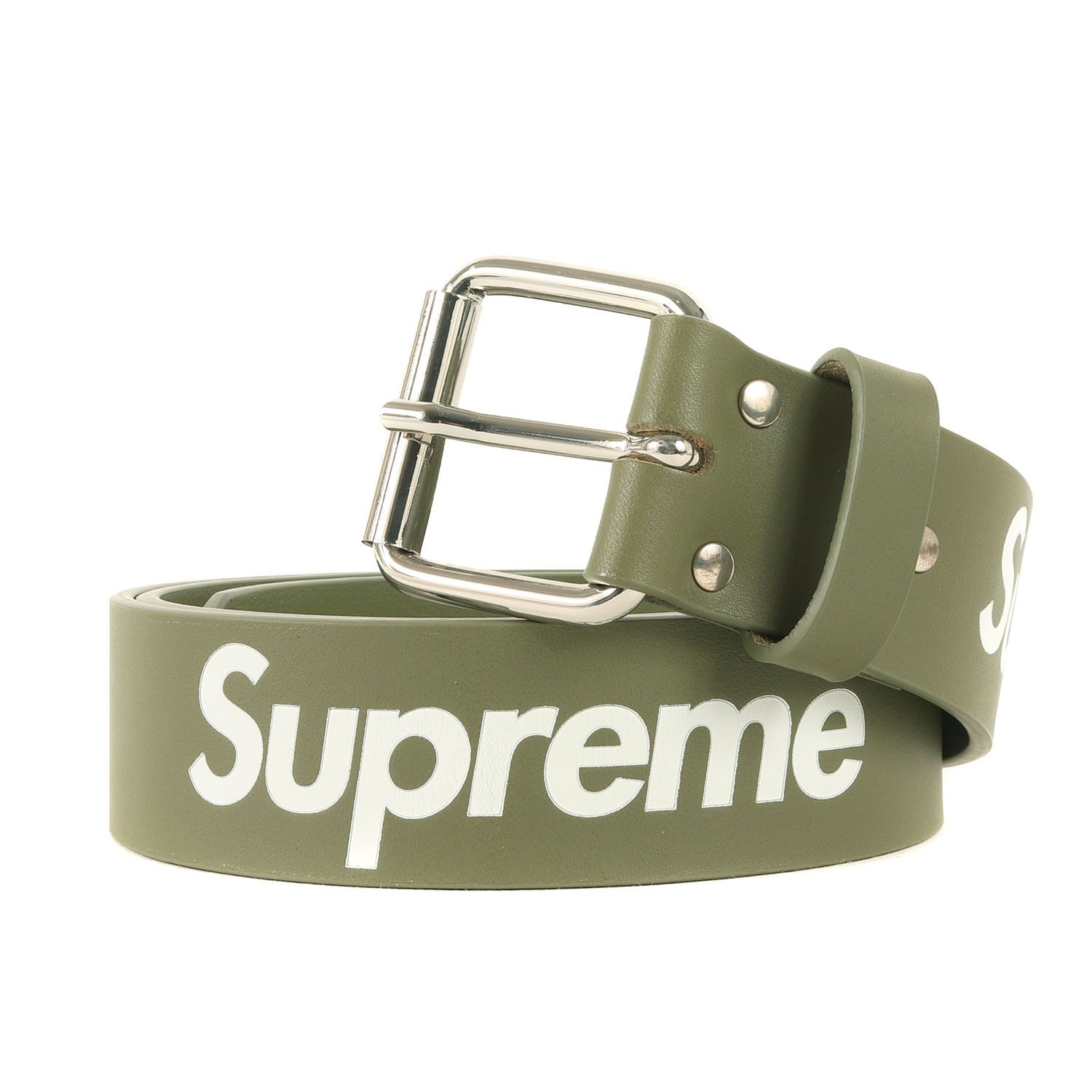 新品 Supreme シュプリーム サイズ:L/XL 22SS ブランドロゴ カウレザー ベルト Repeat Leather Belt オリーブ  ファッション アイテム 小物【メンズ】 - メルカリ