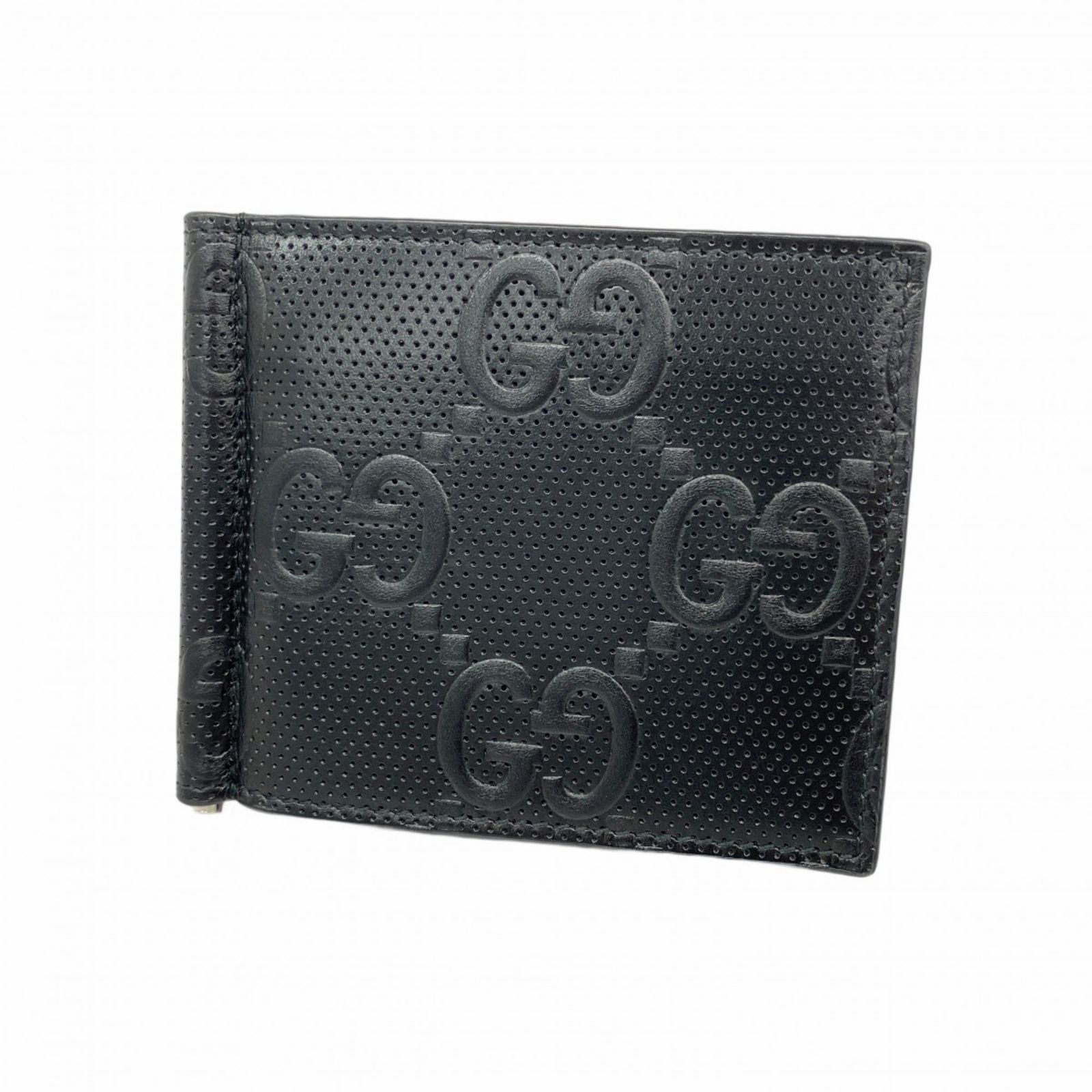 グッチ Gucci グッチ マネークリップ GGエンボス 676656 レザー ブラック メンズ