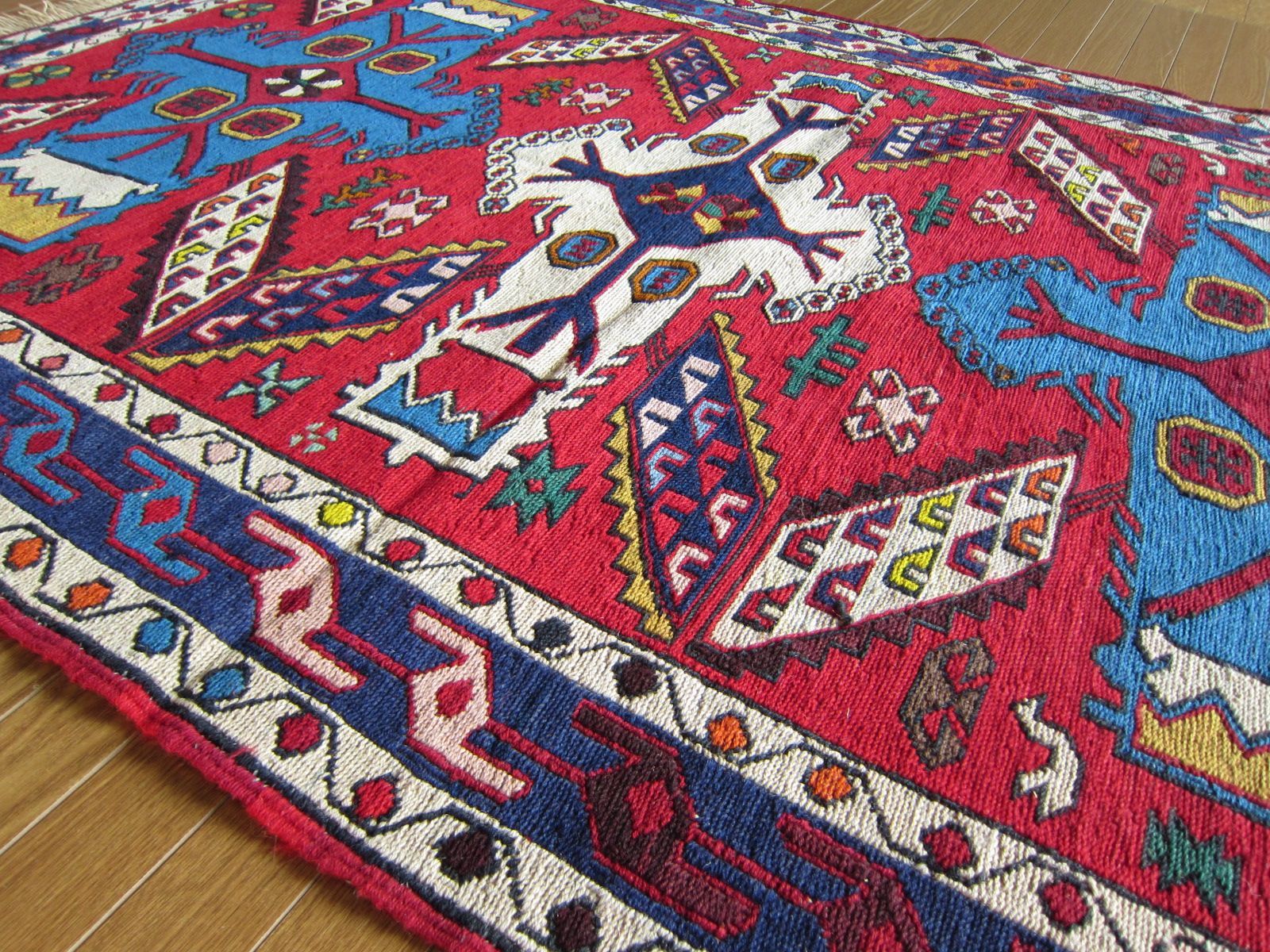 193×82イラン直輸入☆アゼルバイジャン産キリム・KILIM□1979