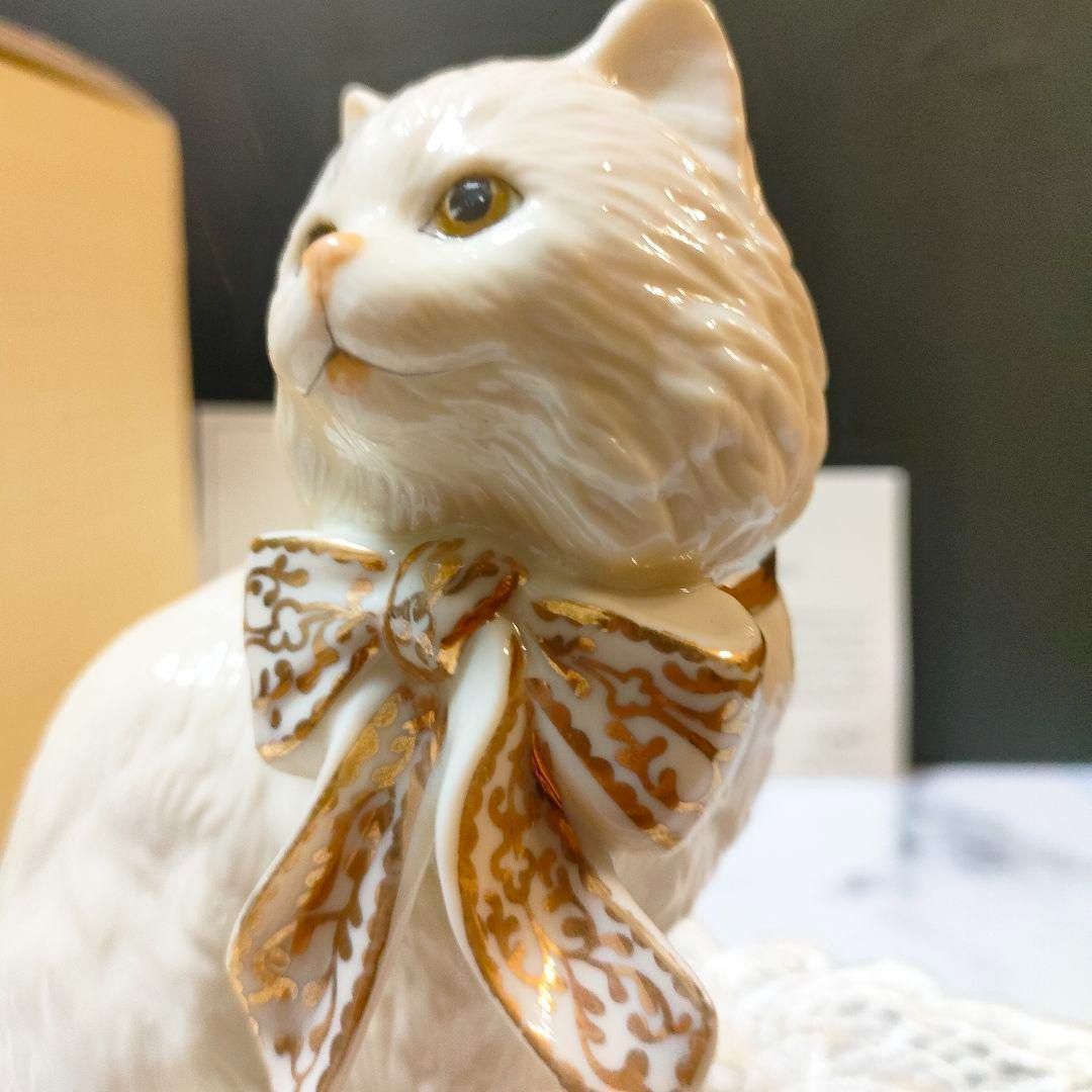 大きなサイズ ペルシャ猫 レノックス ジュエリー 陶器 置物 キャット 24K