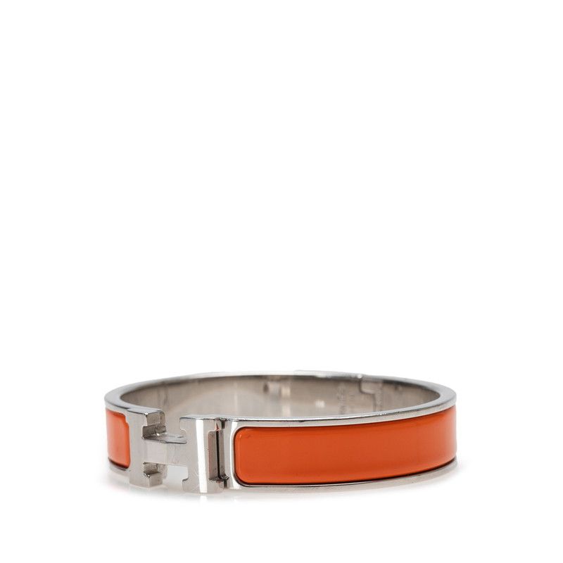エルメス Hバングル クリッククラックPMオレンジ×シルバー HERMES 中古品 エルメス Hバングル クリッククラックPM