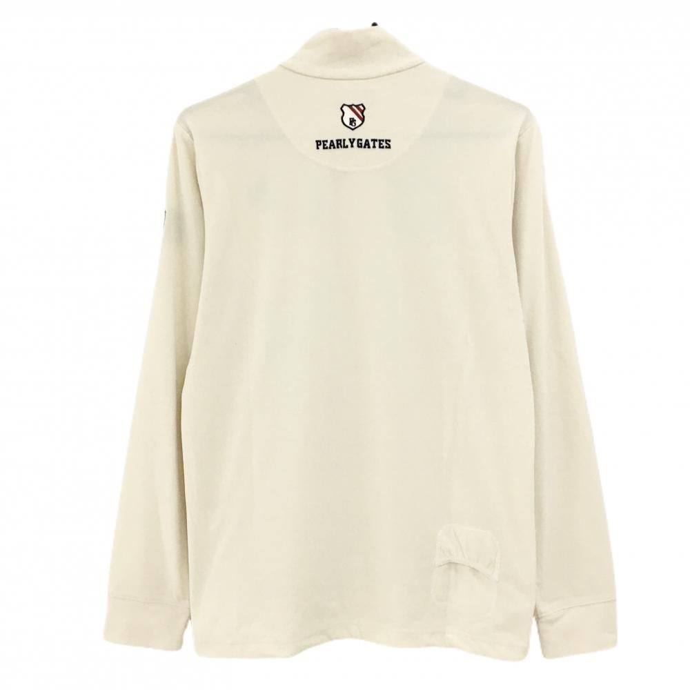 パーリーゲイツ 長袖ハイネックシャツ 白×ネイビー ハーフジップ