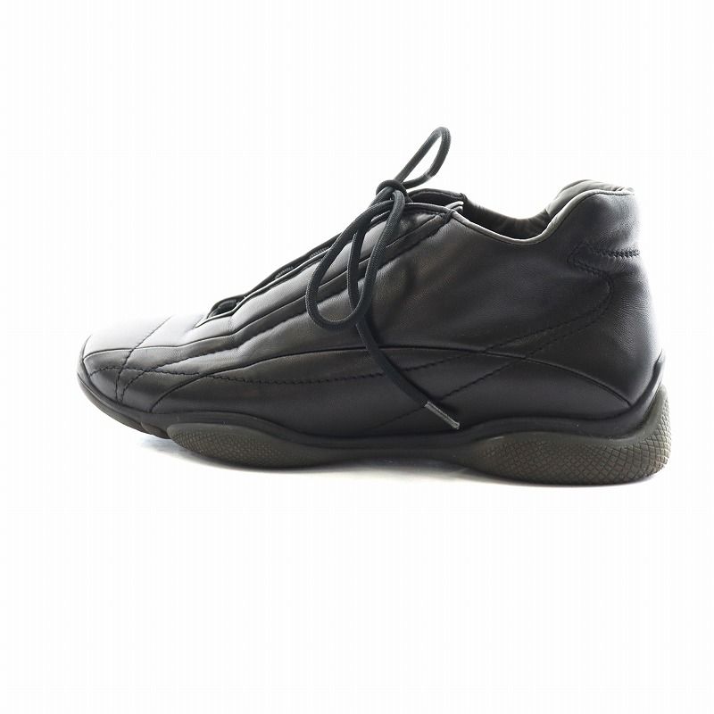 プラダスポーツ PRADA SPORT スニーカー シューズ 靴 ロゴ レザー 9 26cm 黒 ブラック GY18 /MQ
