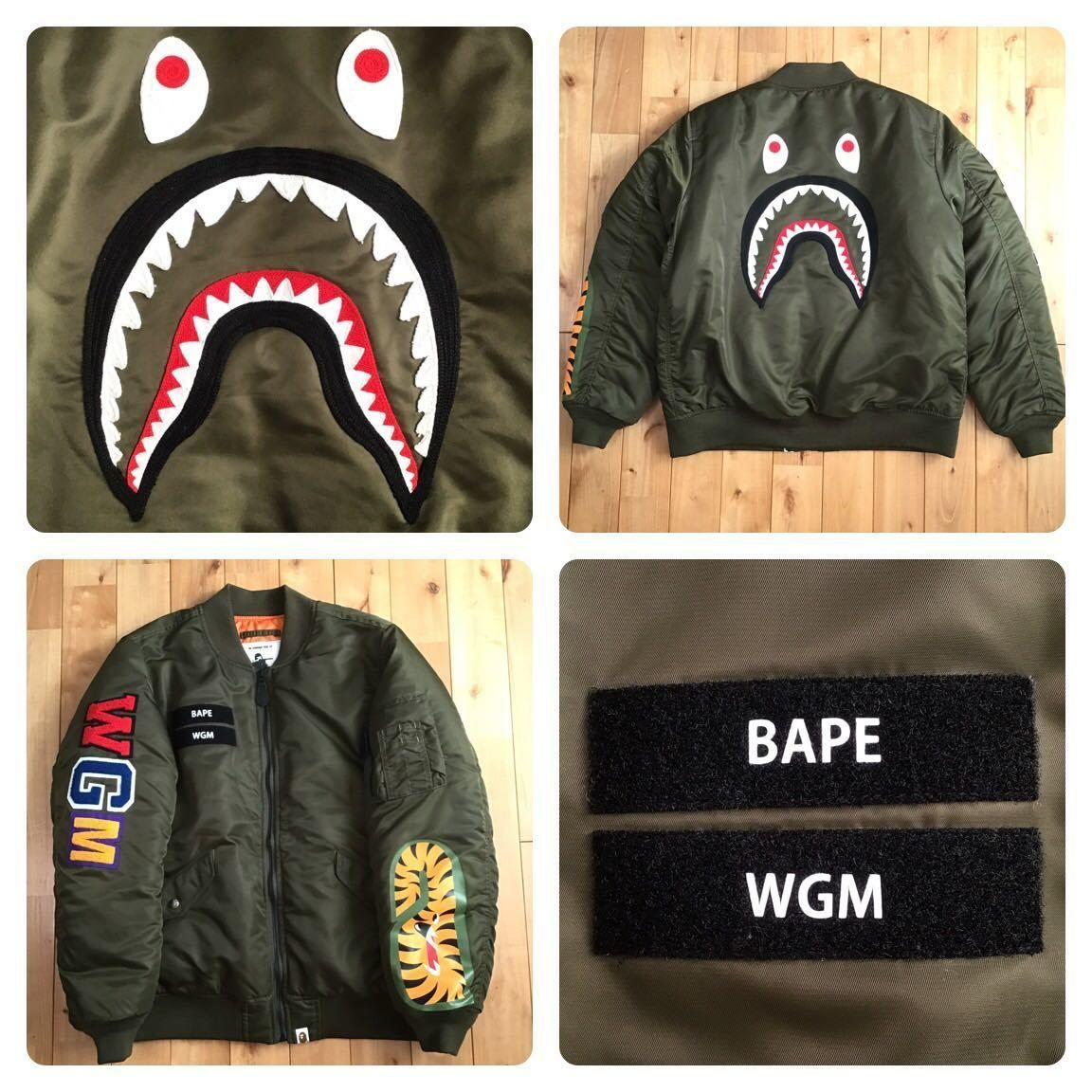 SHARK MA-1 Bomber Jacket Mサイズ カーキ a bathing ape BAPE 