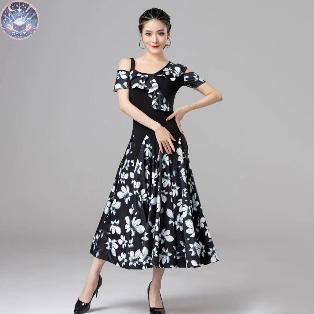 発表会衣装✨スタンダード向きワンピース練習着ダンスパーティにも最適！ スタンダード向け練習着ワンピース ダンスパーティーにも最適なデザイン