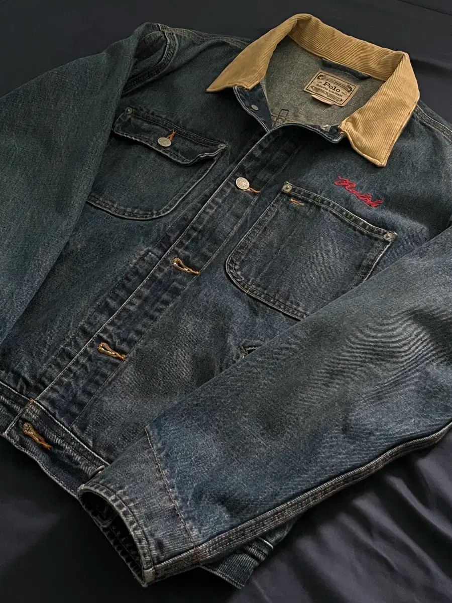 ポロラルフローレン ダンガリー デニム ジャケット M コーデュロイ カラ タイガー 刺繍