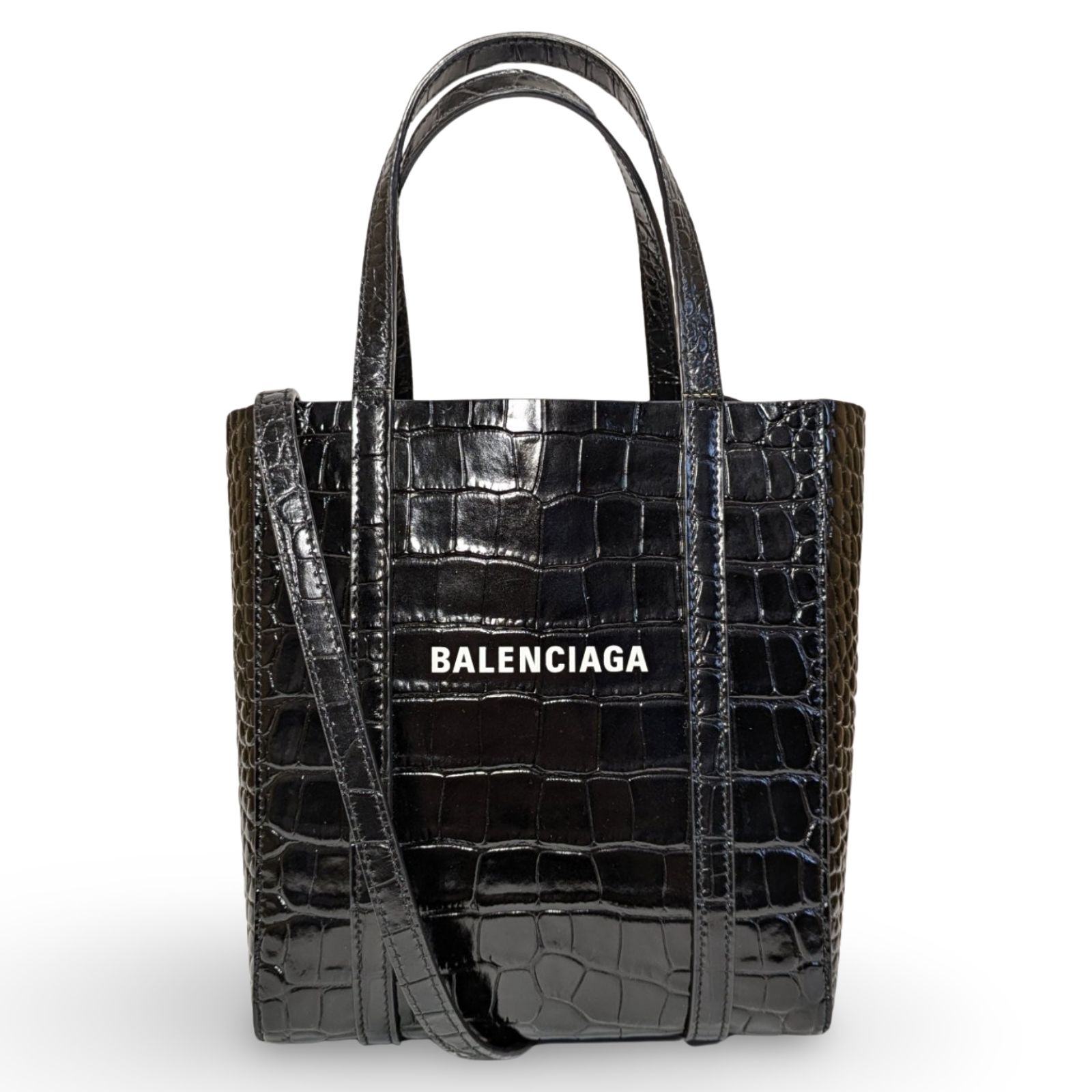 極美品】BALENCIAGAバレンシアガ エブリデイトートXXS クロコ型押し 2way ブラック - メルカリ