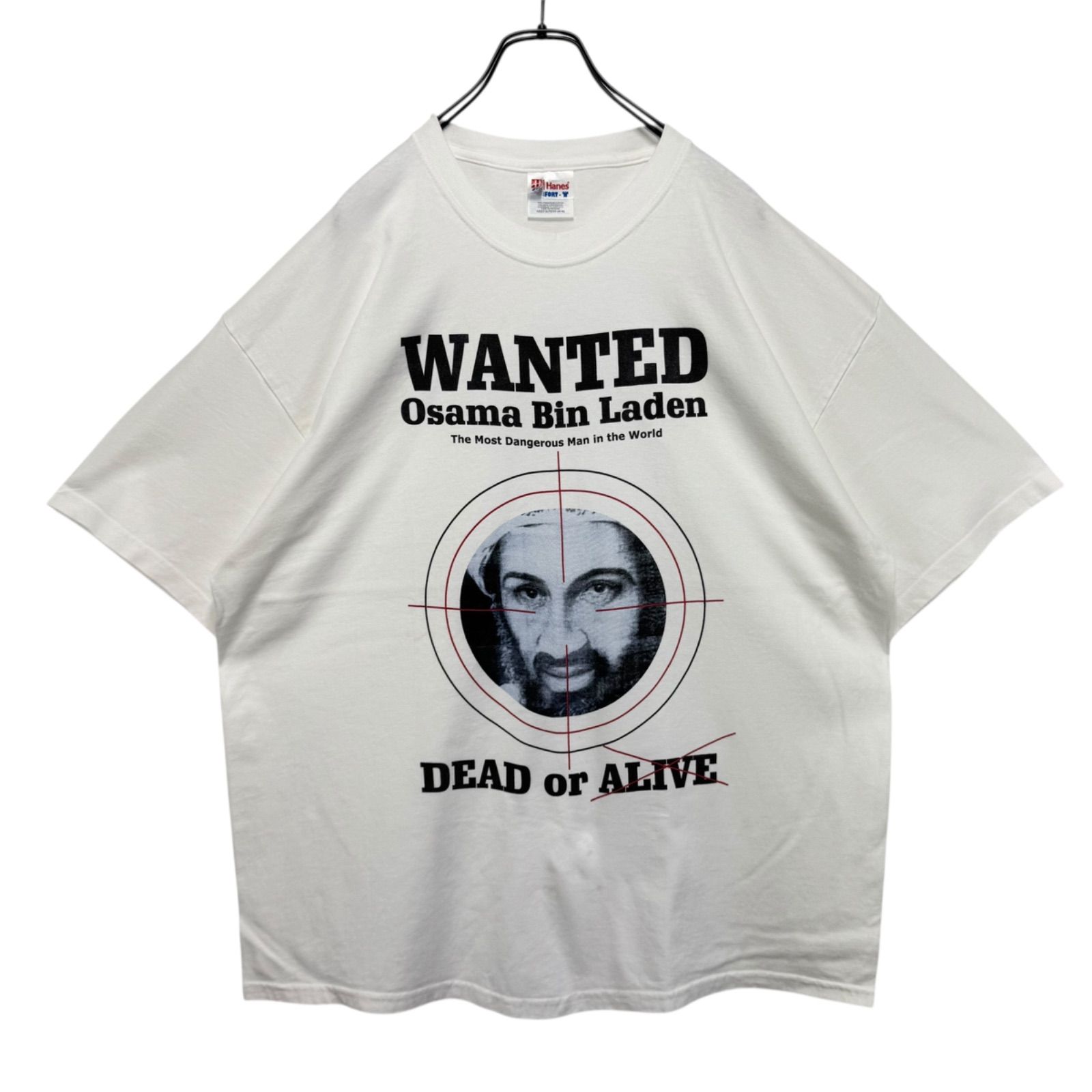 90s vintage WANTED Osama Bin Laden DEAD or ALIVE Print T-shirt Tee 