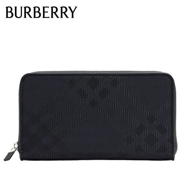 24SS新作 バーバリー BURBERRY  ZIP WALLET LG ラージ チェックジャカード ジップウォレット【BLACK】 8080725  BLACK/【2024SS】m-wallet