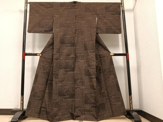 平和屋着物○結城紬 80亀甲 亀甲吉祥文 正絹 逸品 CAAU2146yc