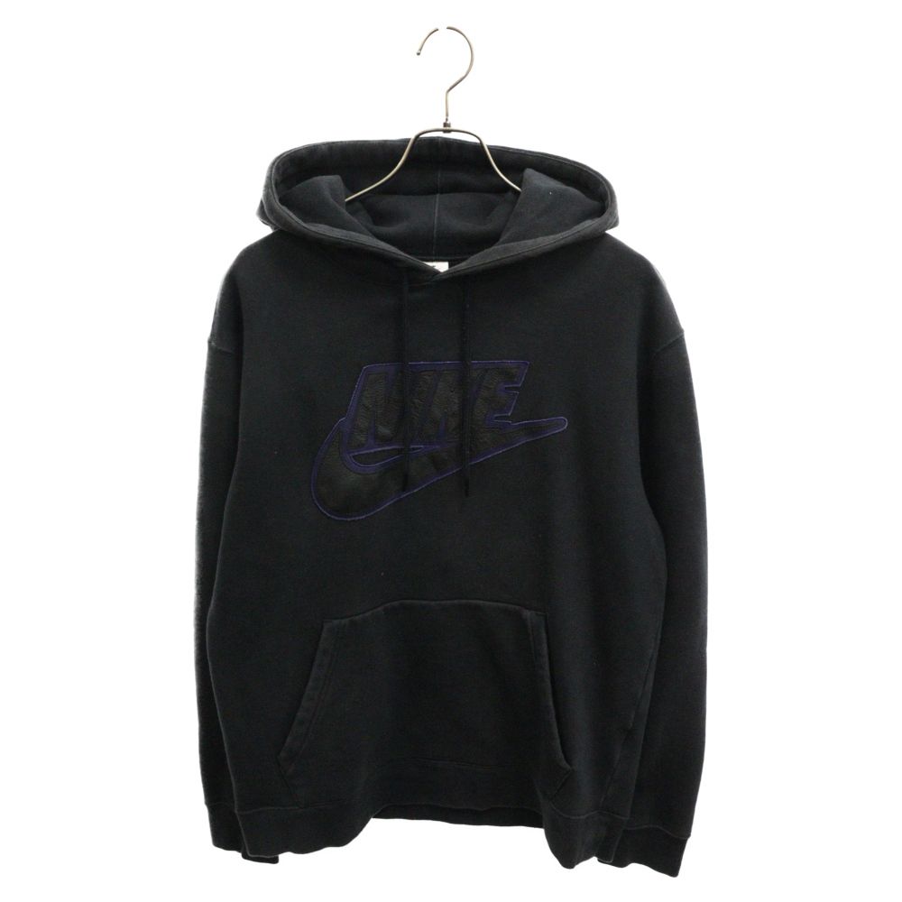 NIKE × Supreme / 19AW/レザーアップリケフーデッドスウェット/パーカー/L/コットン/BLK/CK6225-010 SUPREME (シュプリーム) 19AW ×NIKE Leather Applique Hooded