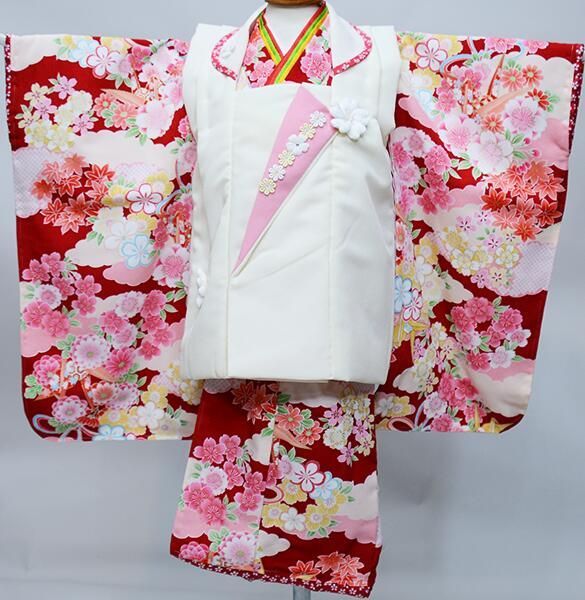 七五三 3歳 3才 三歳 三才 女児 女の子 被布 着物 フルセット 百花繚乱