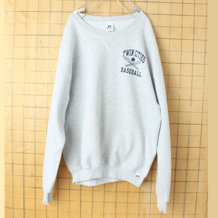 90s 00s USA RUSSELL ATHLETIC TWIN CITIES BASEBALL プリント スウェット グレー メンズM アメリカ古着　010825aw40