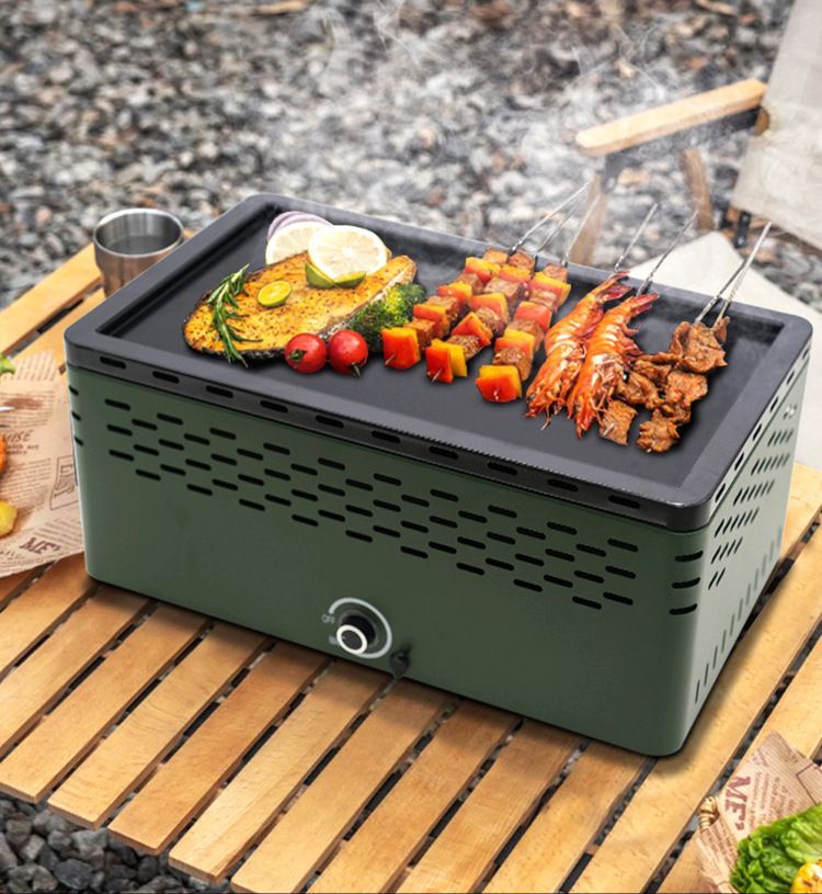 送料無料 多機能グリル ２in１煎焼き バーベキューグリル ポータブル屋外用 無煙炭火炉 机上用囲炉煮茶炉