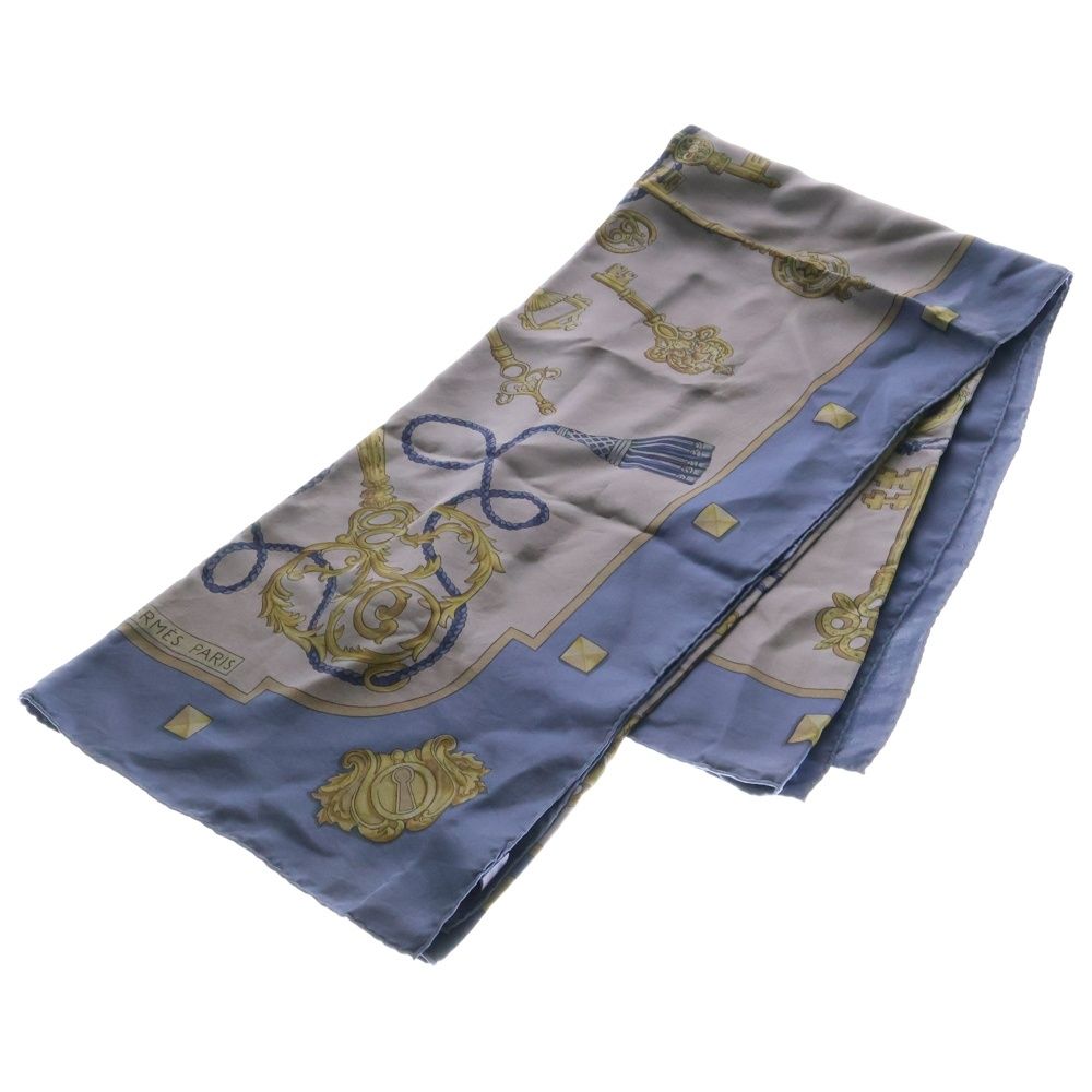 HERMES エルメス　カレ 140 ブルー 鍵 ショール LES CLES HERMES エルメス カレ 140 ブルー 鍵 ショール LES CLES