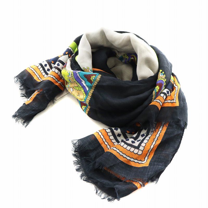 ETRO ペイズリー柄 ストール フリンジ付き エトロ ETRO ストール フリンジ ペイズリー柄 モダール カシミヤ