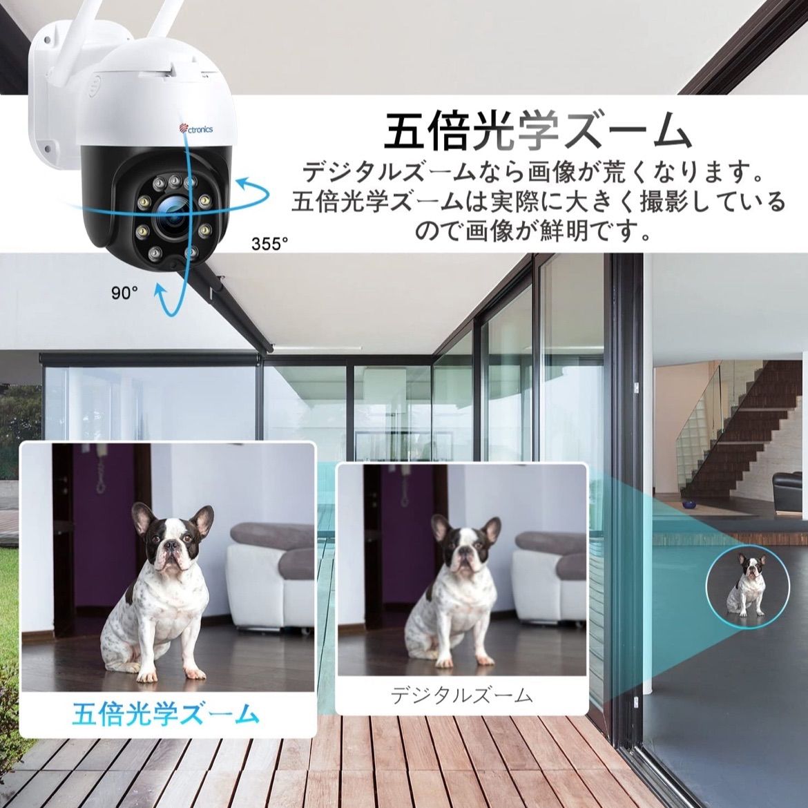 Ctronics 防犯カメラ 屋外 ワイヤレス 自動追跡 ジャンク扱い夜間