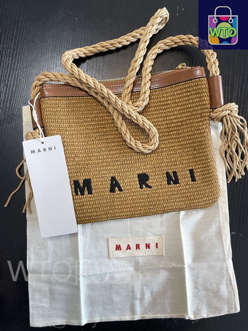 MARNI マルニ ショルダーバッグ コットン×ナイロン ロゴ 刺繍 鞄