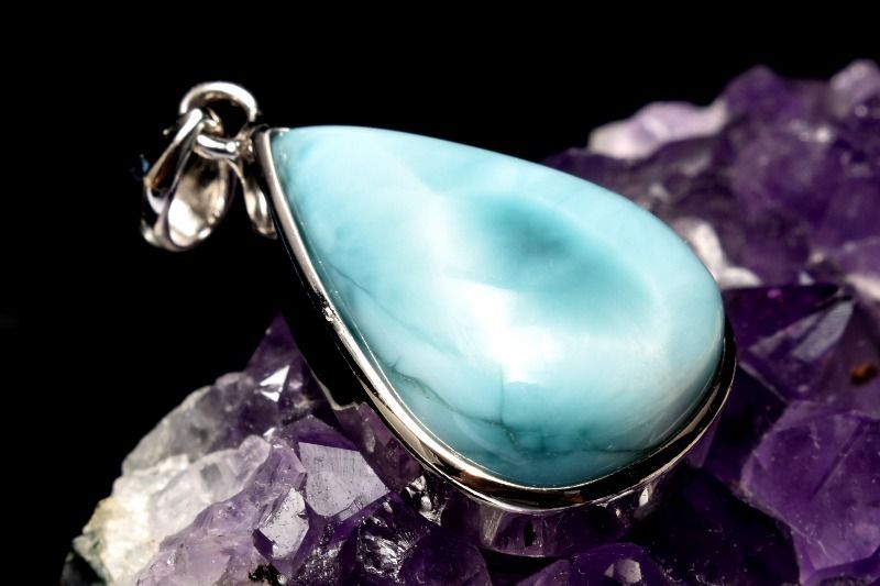 1点物】シルバー925◇上品 ラリマー 20x14mm ドロップ