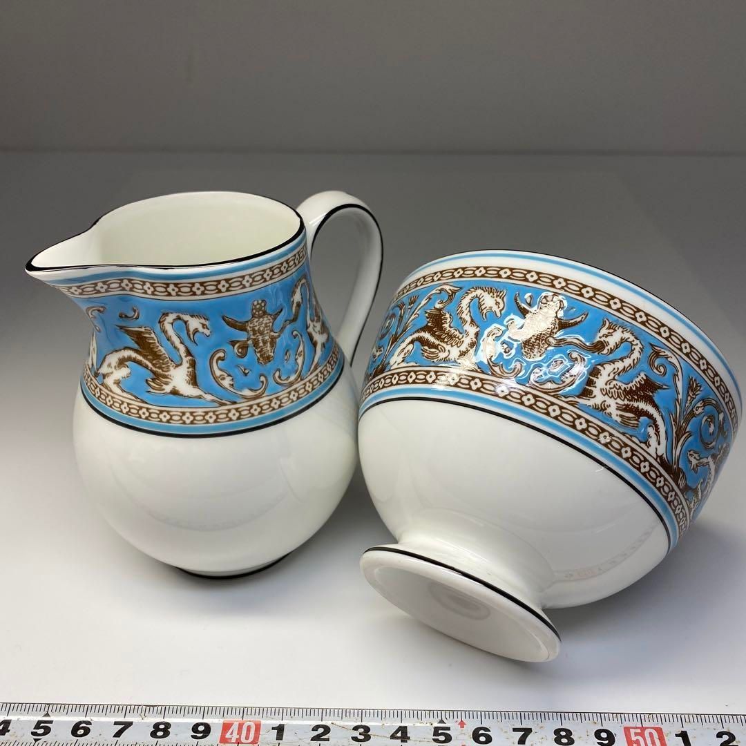 洋3 ウェッジウッド フロレンティーンターコイズ クリーマー＆シュガーポット
