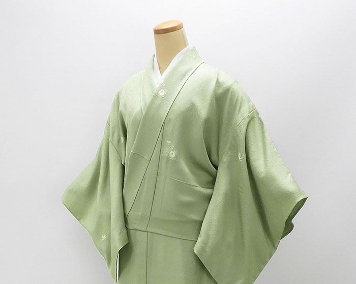 単衣 色無地 未使用 正絹 加賀友禅 柿本市郎 身丈151.5cm 裄丈