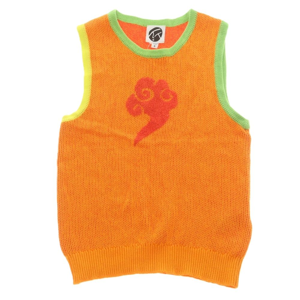 ヤンヤン YANYAN コットンナイロン クルーネック ニットベスト オレンジ サイズS レディース