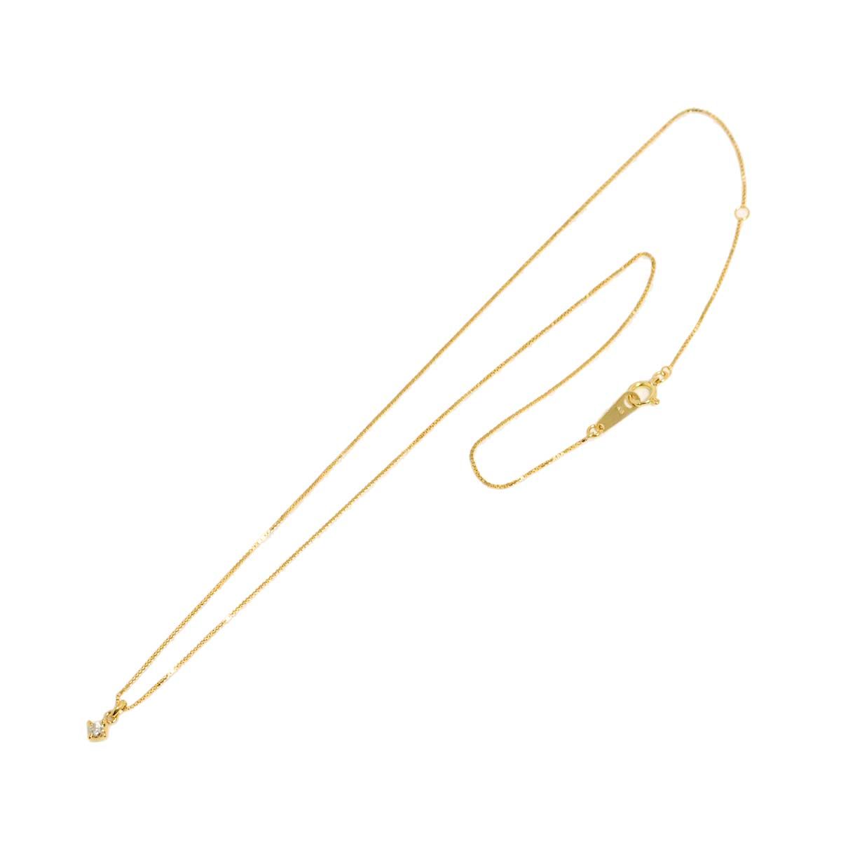 アガット agete ダイヤ 0.05ct ネックレス 40cm K18 YG イエロー 