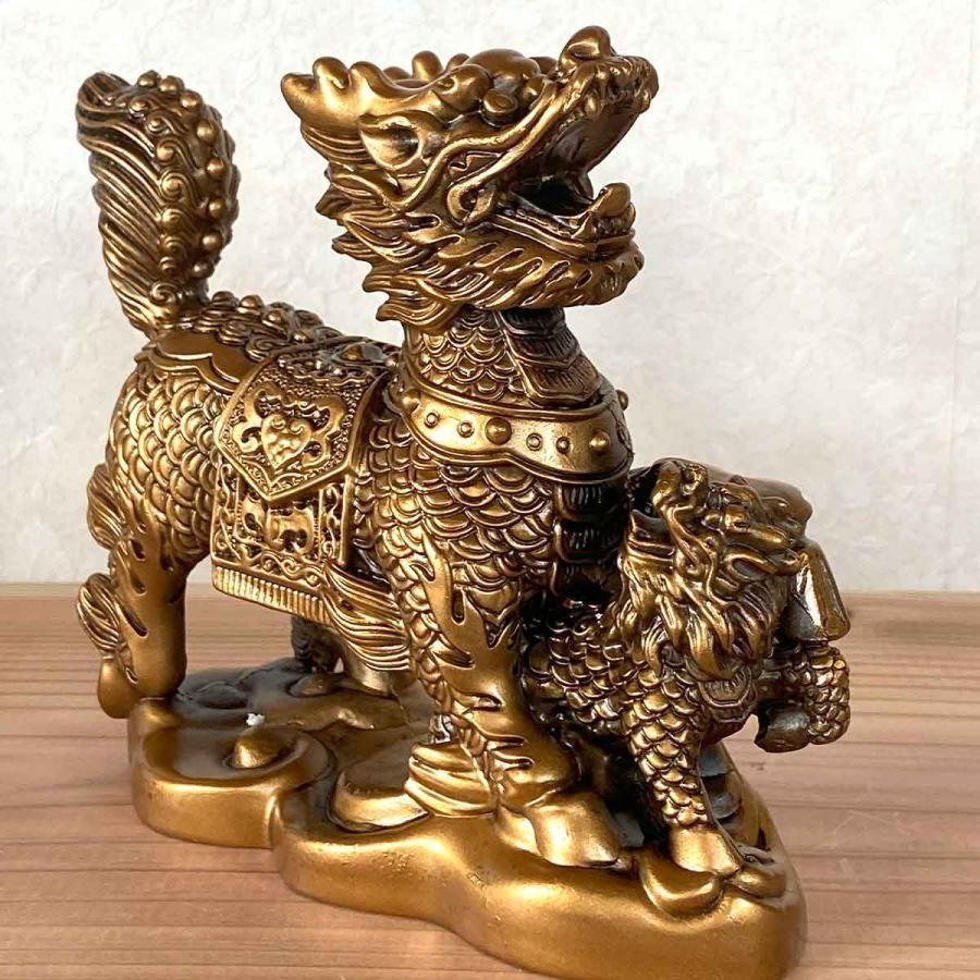 風水 麒麟 置物 瑞獣 神獣 ペア 雌雄 麒麟の置物 きりん キリン 開運