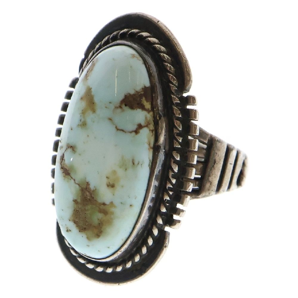 INDIAN JEWELRY インディアンジュエリー ナバホ族 ターコイズ オーバル リング ターコイズブルー|シルバー
