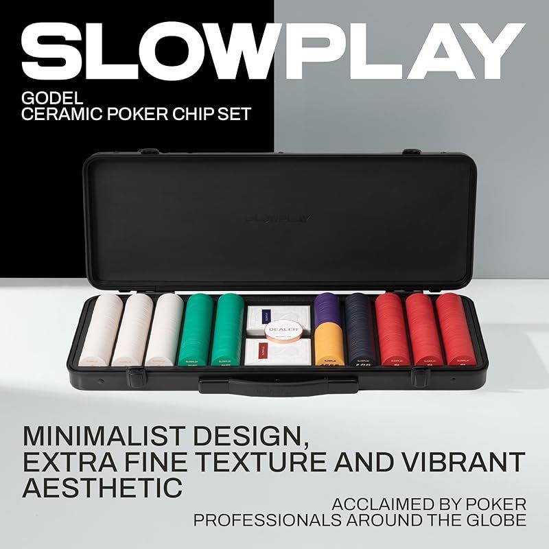 SLOWPLAY Godel テキサスホールデム用セラミックポーカーチップセット 300枚 無印 39mm 10g ドイツ製高耐久ポリカーボネートチップケース付き 0