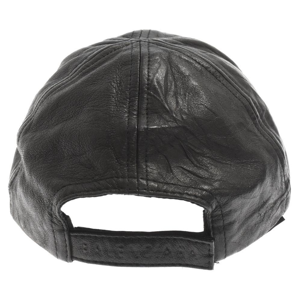 BALENCIAGA 黒キャップ L BALENCIAGA (バレンシアガ) Leather Cap レザーキャップ 帽子 ブラック